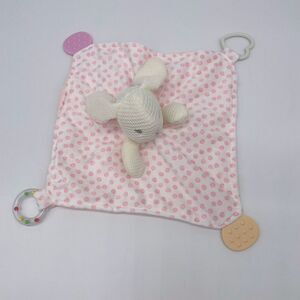 Modern Baby Lovey Security Blanket Bunny Rabbit PinkDot Snuggle Blankie Teether‎